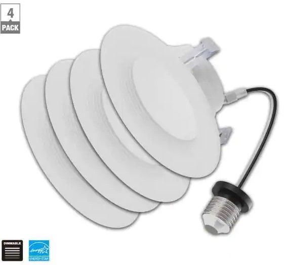 Photo 1 of EcoSmart
4 in. 3000K Color Temperature Integrated LED White Recessed Trim Baffle (4-Pack)