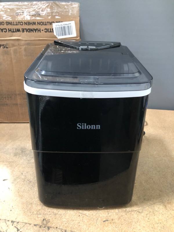 Photo 4 of ***PARTS ONLY** Silonn ice Maker Countertop, 9 Cubes Ready in 6 Mins, 26Ibs in 24Hrs, Self-Cleaning Ice Machine with Ice Scoop and Basket 