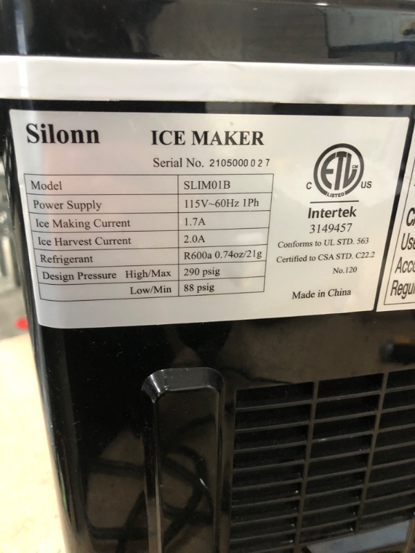 Photo 6 of ***PARTS ONLY** Silonn ice Maker Countertop, 9 Cubes Ready in 6 Mins, 26Ibs in 24Hrs, Self-Cleaning Ice Machine with Ice Scoop and Basket 