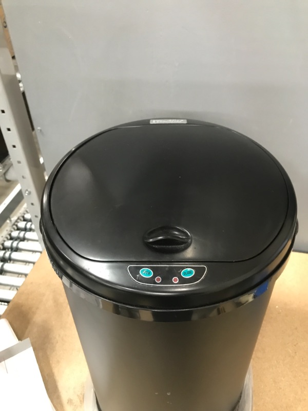 Photo 3 of *SENSOR DOESNT WORK* 8 Gallon Round Black Steel Sensor Trash Can with Deodorizer