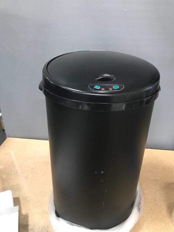 Photo 1 of *SENSOR DOESNT WORK* 8 Gallon Round Black Steel Sensor Trash Can with Deodorizer