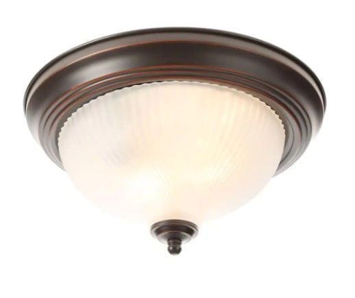 Photo 1 of 11 in. 2-Light Oil Rubbed Bronze Flush Mount