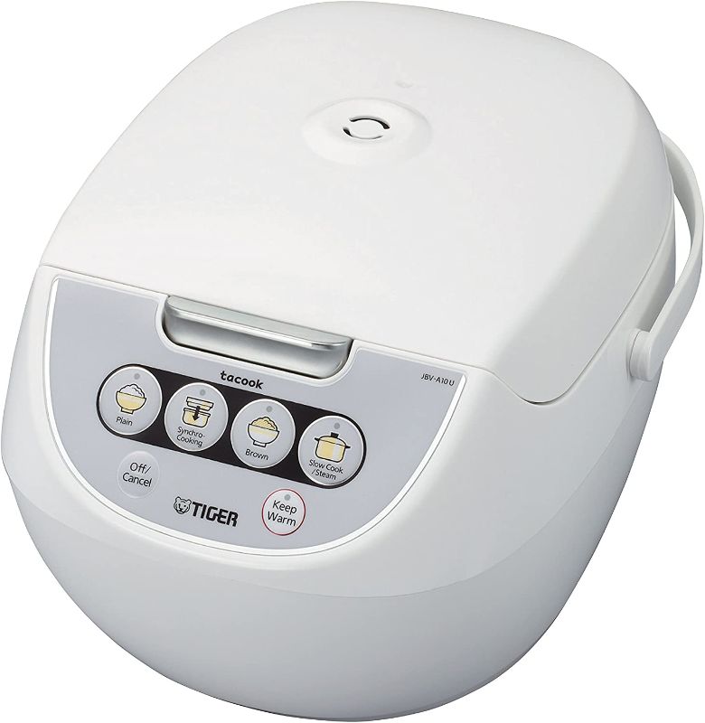 Photo 1 of TIGER JBV-A10U 5.5-Cup (Uncooked) Micom Rice Cooker with Food Steamer Basket, White