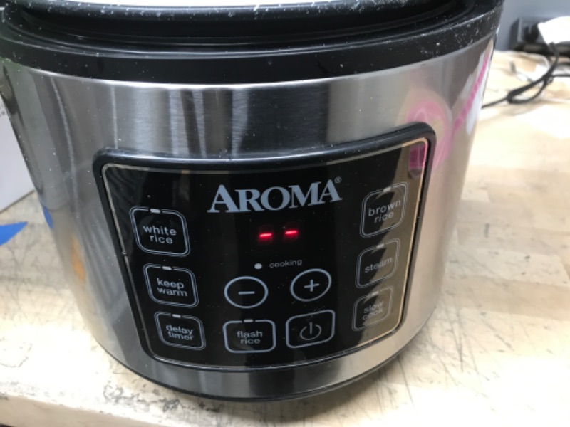 Photo 2 of Aroma Housewares 20 Cup Cooked (10 cup uncooked) Digital Rice Cooker, Slow Cooker, Food Steamer, SS Exterior (ARC-150SB),Black