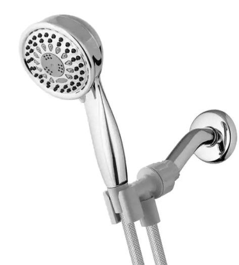 Photo 1 of 5-Spray 3.5 in. Single Wall Mount 1.8 GPM Handheld Shower Head in Chrome
