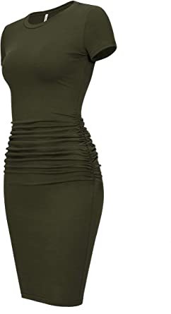 Photo 1 of Laughido Women's Short Sleeve Ruched Sundress Knee Length Casual Bodycon T Shirt Dress
SIZE: MEDIUM