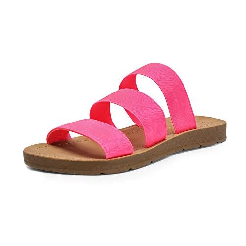 Photo 1 of DREAM PAIRS Women's Neon Pink Flat Slide Sandals Open Toe Slip on Sandals for Summer Size 9.5 M US Florida
