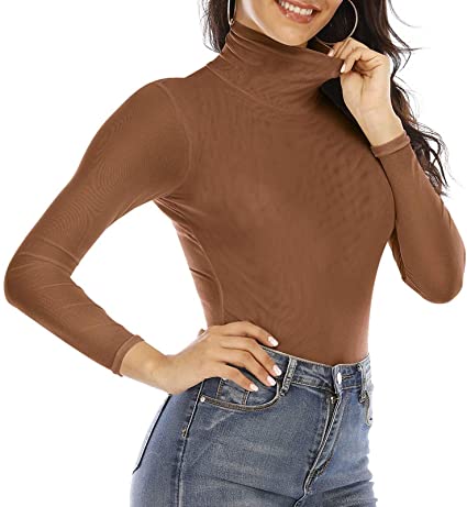 Photo 1 of Anbenser Women's Turtleneck Top Long Sleeve Slim Fit Shirts Mesh Sheer See Through Casual Blouse
SIZE: X-LARGE