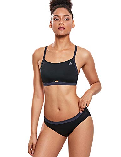 Photo 1 of SYROKAN Women's Athletic Bikini Set Workout Swimsuit Two-Piece Bathing Suit Black X-Large
Size: X-Large