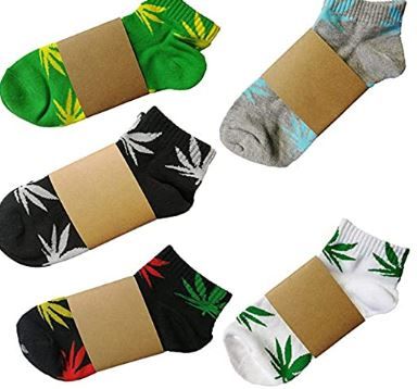 Photo 1 of 5 Pairs Unisex Marijuana Weed Leaf Printed Cotton Short Boat Socks Casual Ankle Socks US 5-10.5, COLORS VERY 
