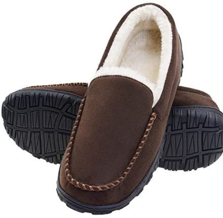 Photo 1 of  Men's Moccasin Slippers Fuzzy Warm Plush Lining Memory Foam Slip On House Shoes Indoor/OutdooR SIZE 9 MENS 
