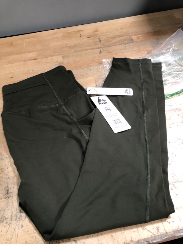 Photo 2 of RBX Active High Waisted Squat Proof Workout Yoga Leggings with Pockets for Women XL, OVLIVE GREEN
