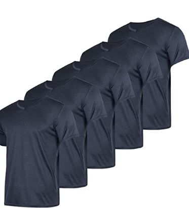 Photo 1 of 5 Pack: Men’s V-Neck Dry-Fit Moisture Wicking Active Athletic Tech Performance T-Shirt 2XL
