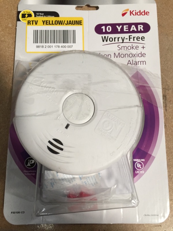 Photo 2 of Kidde
10-Year Worry Free Smoke & Carbon Monoxide Detector, Lithium Battery Powered with Photoelectric Sensor