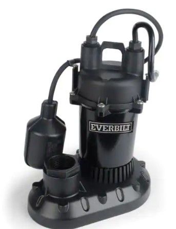 Photo 1 of Everbilt
1/3 HP Submersible Aluminum Sump Pump with Tethered Switch *Nonfunctional Parts only*