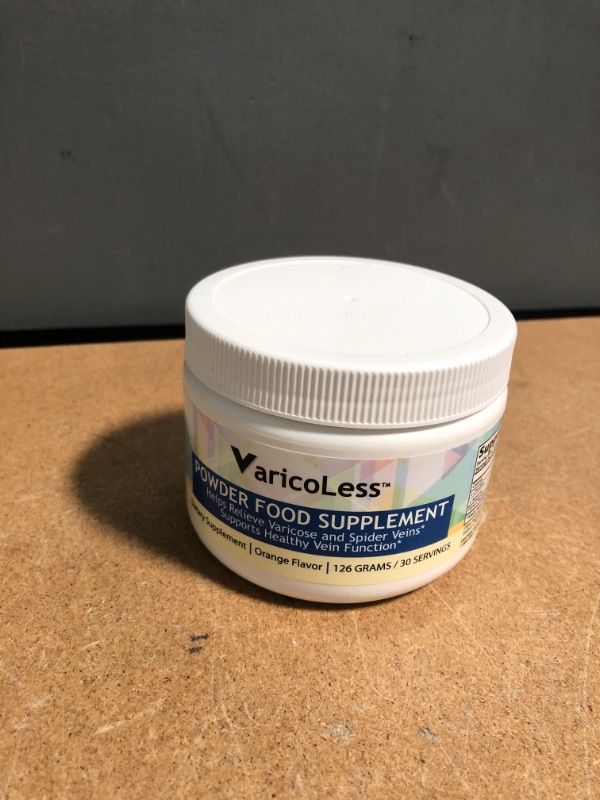 Photo 2 of (EXP 07/23) NONREFUNDABLE VaricoLess Vein Support Powder Food Supplement - Varicose and Spider Vein Formula (30 Servings) Orange Flavor
