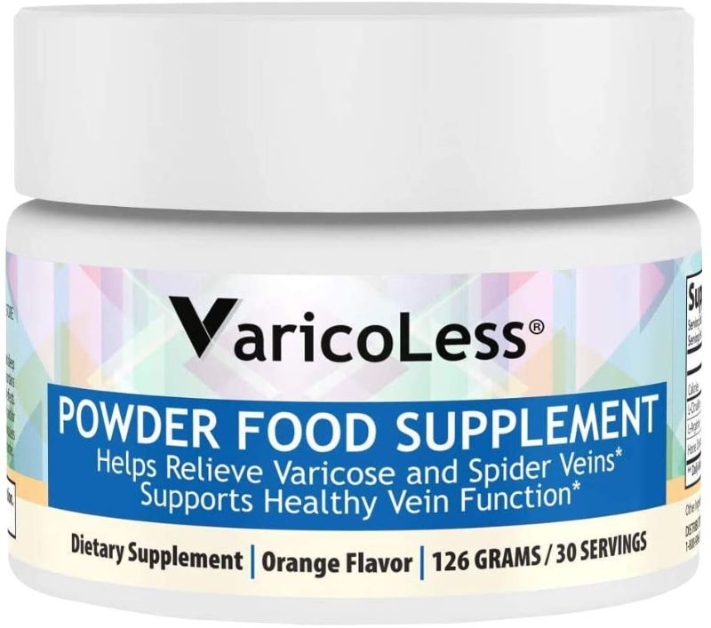 Photo 1 of (EXP 07/23) NONREFUNDABLE VaricoLess Vein Support Powder Food Supplement - Varicose and Spider Vein Formula (30 Servings) Orange Flavor
