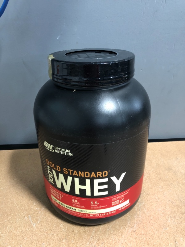 Photo 2 of (EXP 2024) Optimum Nutrition, Gold Standard, 100% Whey, Vanilla Ice Cream, 5 lbs (2.27 kg)
