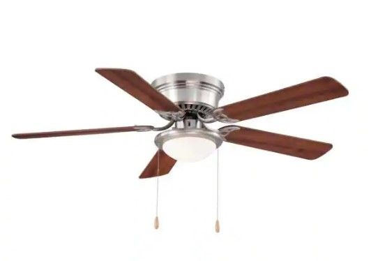 Photo 1 of **MISSING HARDWARE ** Hugger 52 in. LED Indoor Brushed Nickel Ceiling Fan with Light Kit