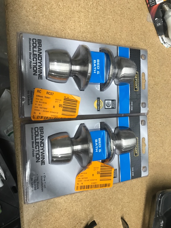 Photo 1 of 2 PACK OF Defiant Brandywine Stainless Steel Bed and Bath Door Knob
