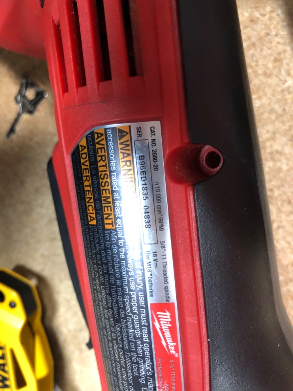 Photo 3 of (tool only) 
Milwaukee 2880-20 M18 FUEL 4-1/2"/5" Grinder Paddle Switch, No-Lock
