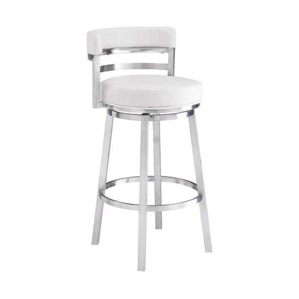 Photo 1 of (INCOMPLETE)
Armen Living Madrid Bar Stool with 360-Degree Swivel, White
