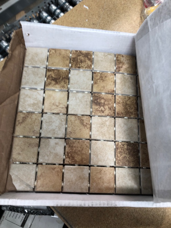 Photo 2 of *** ONLY 4 SHEETS*** SOME MINOR DAMAGE** Daltile Rio Mesa Desert Sand 12 in. x 12 in. x 8 mm Ceramic Mosaic Floor and Wall Tile (10 sq. ft. / case)