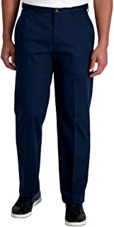 Photo 1 of 34 BY 36 L Haggar Men's Premium No Iron Khaki Classic Fit Expandable Waist Flat Front Pant