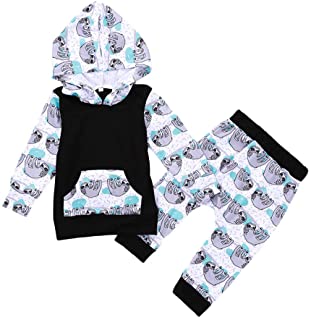 Photo 1 of 3-6 MONTH Unisex Infant 2pcs Outfits Set Baby Girls Boys Cartoon Animal Sloth Hoodie Matching Pants Clothes
