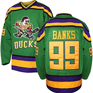 Photo 1 of Adam Banks #99 Mighty Ducks Movie Hockey Jersey White Green
