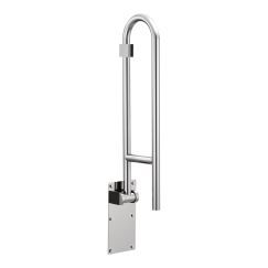 Photo 1 of 30 in. x 1-1/4 in. Flip-up Screw Grab Bar in Peened Stainless Steel