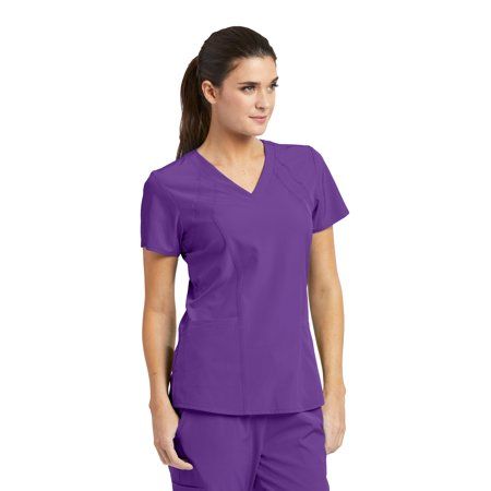 Photo 1 of Barco One Women's 5105 V-Neck Perforated Detail Performance Scrub Top-Prism -Large