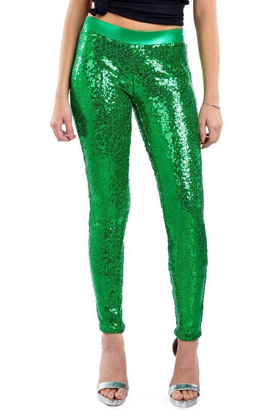 Photo 1 of GREEN SEQUIN LEGGINGS size large 