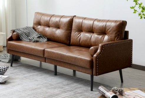 Photo 1 of (MULTIPLE TEARS)
Vonanda Sofa Couch for Living Room, 73 inch Faux Leather loveseat, Chestnut Brown
