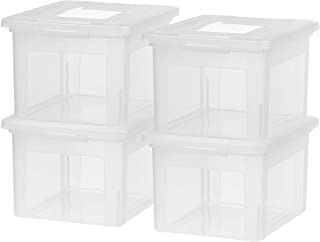 Photo 1 of (CRACKED CORNER CONTAINER)
IRIS USA Letter & Legal Size Plastic Storage Bin Tote Organizing File Box with Durable and Secure Latching Lid, Stackable and Nestable, 4 Pack, Clear
