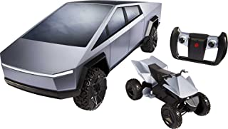 Photo 1 of (MISSING POWER CORD; COSMETIC DAMAGES)
Hot Wheels R/C 1:10 Tesla Cybertruck & Electric Cyberquad, Custom Controller, Speeds to 12 MPH, Working Headlights & Taillights, For Kids & Adult Collectors [Amazon Exclusive]
