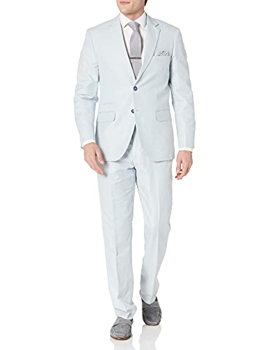 Photo 1 of Kitonet Kitoner Men's Slim Fit Textured Linen Blend 2Pc Suit, Light Blue, 44R
