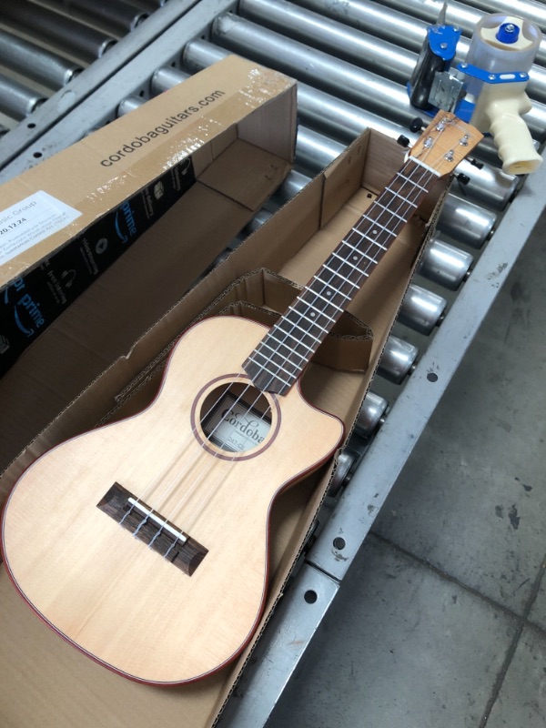 Photo 2 of Cordoba 24T-Ce Spruce Spalted Maple Cutaway Tenor Acoustic-Electric Ukulele Natural
