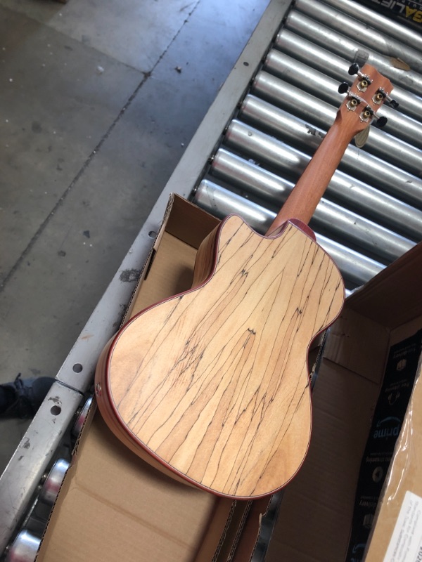 Photo 3 of Cordoba 24T-Ce Spruce Spalted Maple Cutaway Tenor Acoustic-Electric Ukulele Natural
