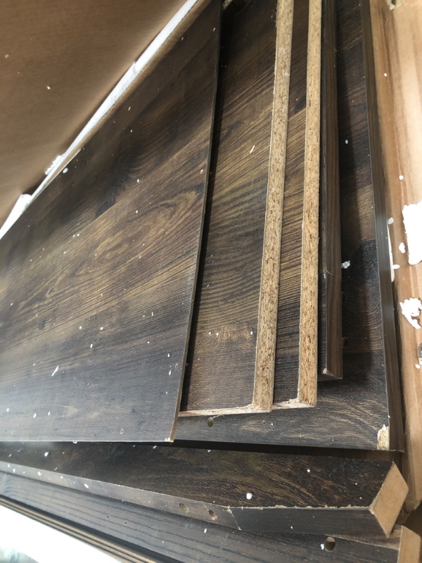 Photo 1 of **MINOR DAMAGE** AmeriwoodHome Farmington 18" Wide Storage Cabinet, 4 Shelves, Rustic Woodgrain
