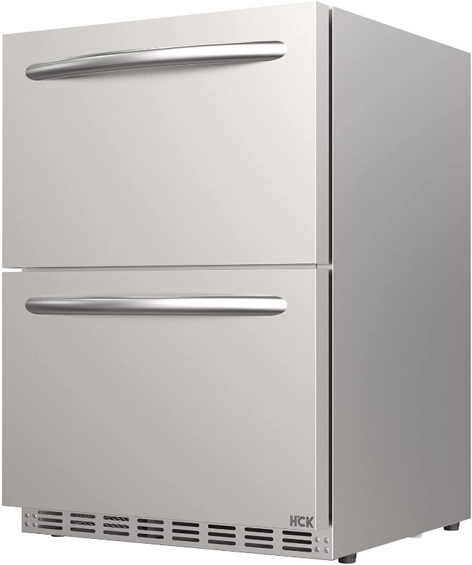 Photo 1 of **MINOR DAMAGE* HCK 24 inch Commercial Grade 5.12 cu. ft. Outdoor Fridge Drawer Fridge with Stainless Steel Drawers for Residential and Commercial Use, ADA Compliant
