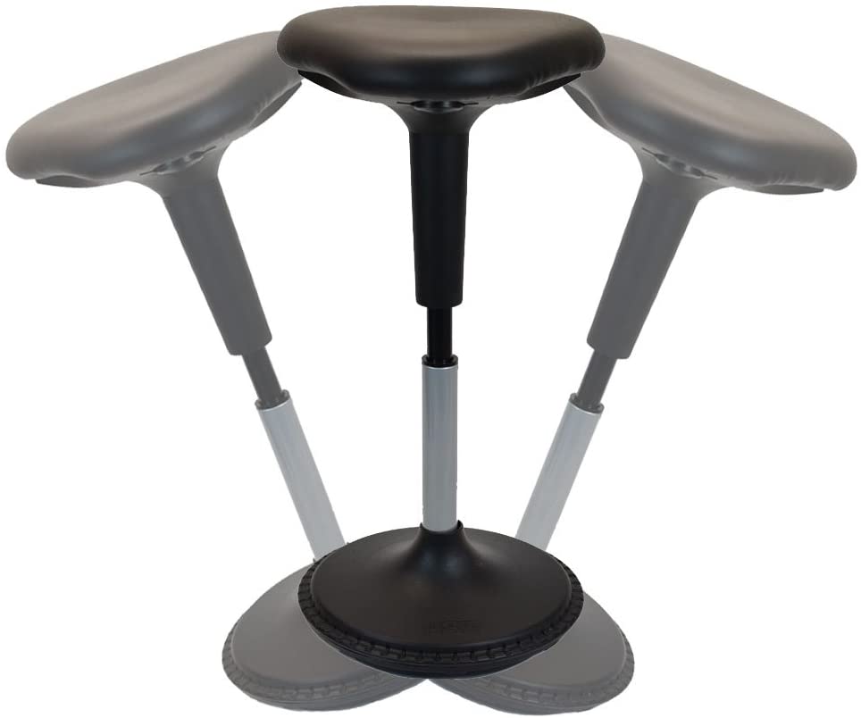 Photo 1 of **MISSING PARTS* Wobble Stool Standing Desk Chair Ergonomic Tall Adjustable Height sit Stand-up Office Balance Drafting bar swiveling Leaning Perch Perching high swivels 360 Computer Active Sitting Black Saddle seat
