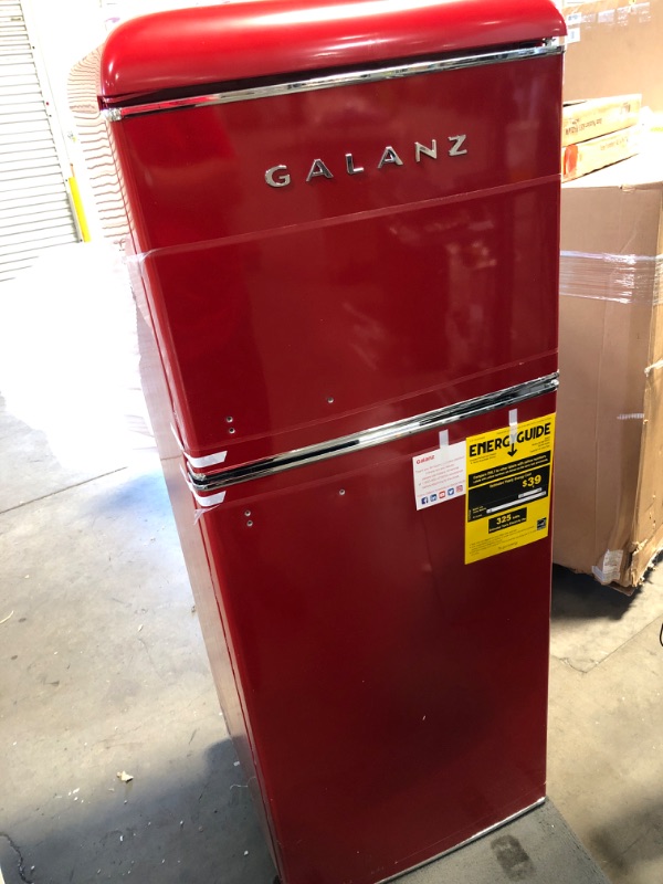 Photo 5 of **DAMAGED** Galanz 4.6 cu ft True Freezer Dual-Door Refrigerator - Red