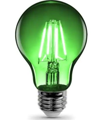 Photo 1 of ** SETS OF  5** 25-Watt Equivalent A19 Medium E26 Base Dimmable Filament LED Light Bulb Green Colored Clear Glass (1-Bulb)
