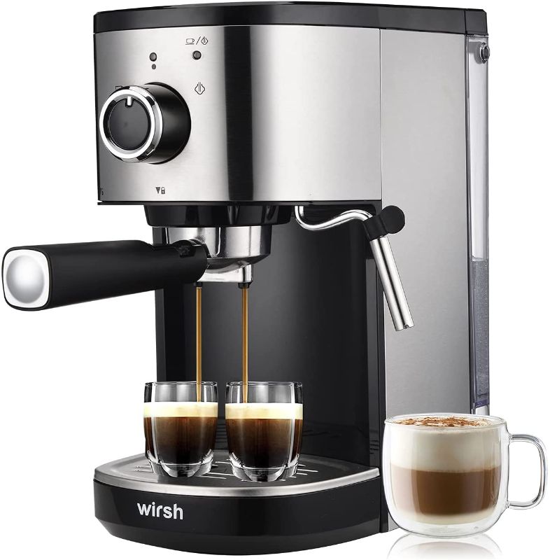 Photo 1 of Wirsh Espresso Machine, 15 Bar Espresso Maker with Milk Frother for Espresso, Latte and Cappuccino, Expresso Coffee Machine with 42 oz removable water tank, Stainless Steel
