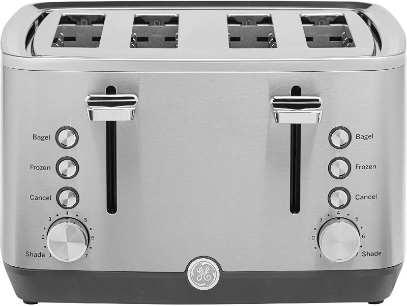 Photo 1 of GE Stainless Steel Toaster | 4 Slice | Extra Wide Slots for Toasting Bagels, Breads, Waffles & More | 7 Shade Options for the Entire Household to Enjoy | Countertop Kitchen Essentials | 1500 Watts
