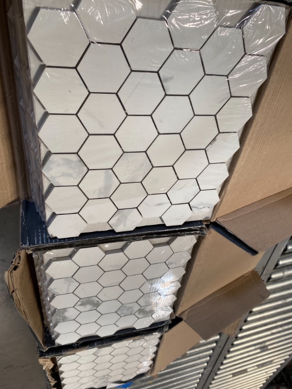 Photo 4 of 3 CASES- MSI Carrara White Hexagon 12 in. x 12 in. x 10 mm Matte Porcelain Mosaic Tile (8 sq. ft. / case)