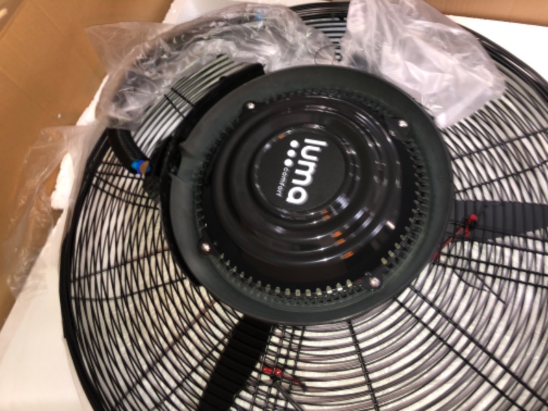 Photo 2 of INCOMPLETE- BOX 1 OF 2- Luma Comfort Powerful 26 in. 3-Speed Durable Oscillating Outdoor Misting Fan with Water Tank for Patio Backyard - Black --- FAN ONLY 