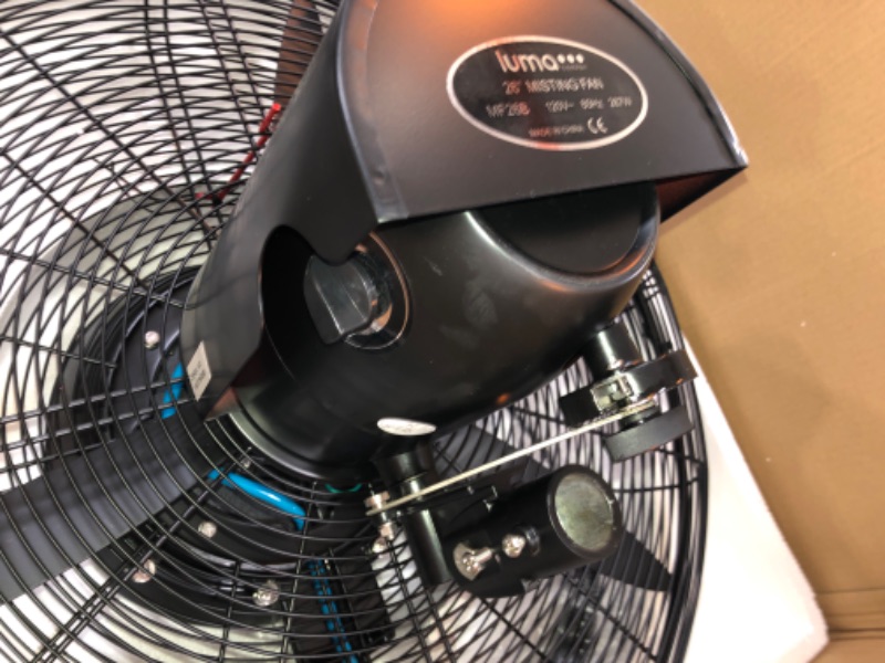 Photo 1 of INCOMPLETE- BOX 1 OF 2- Luma Comfort Powerful 26 in. 3-Speed Durable Oscillating Outdoor Misting Fan with Water Tank for Patio Backyard - Black --- FAN ONLY 