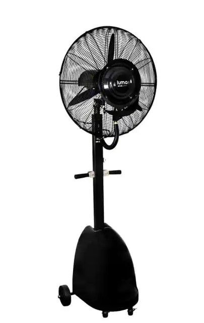 Photo 1 of INCOMPLETE- BOX 1 OF 2- Luma Comfort Powerful 26 in. 3-Speed Durable Oscillating Outdoor Misting Fan with Water Tank for Patio Backyard - Black --- FAN ONLY 